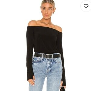 NORMA KAMALI Black off the shoulder top XXS